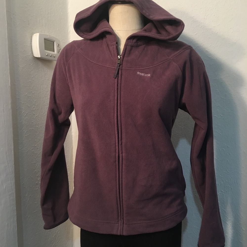Reebok Purple Zip Up Hoodie Fleece Jacket